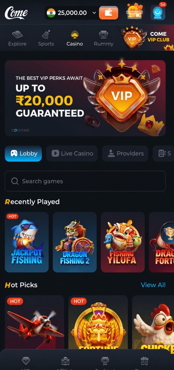 Come APK app screenshot on an Android phone